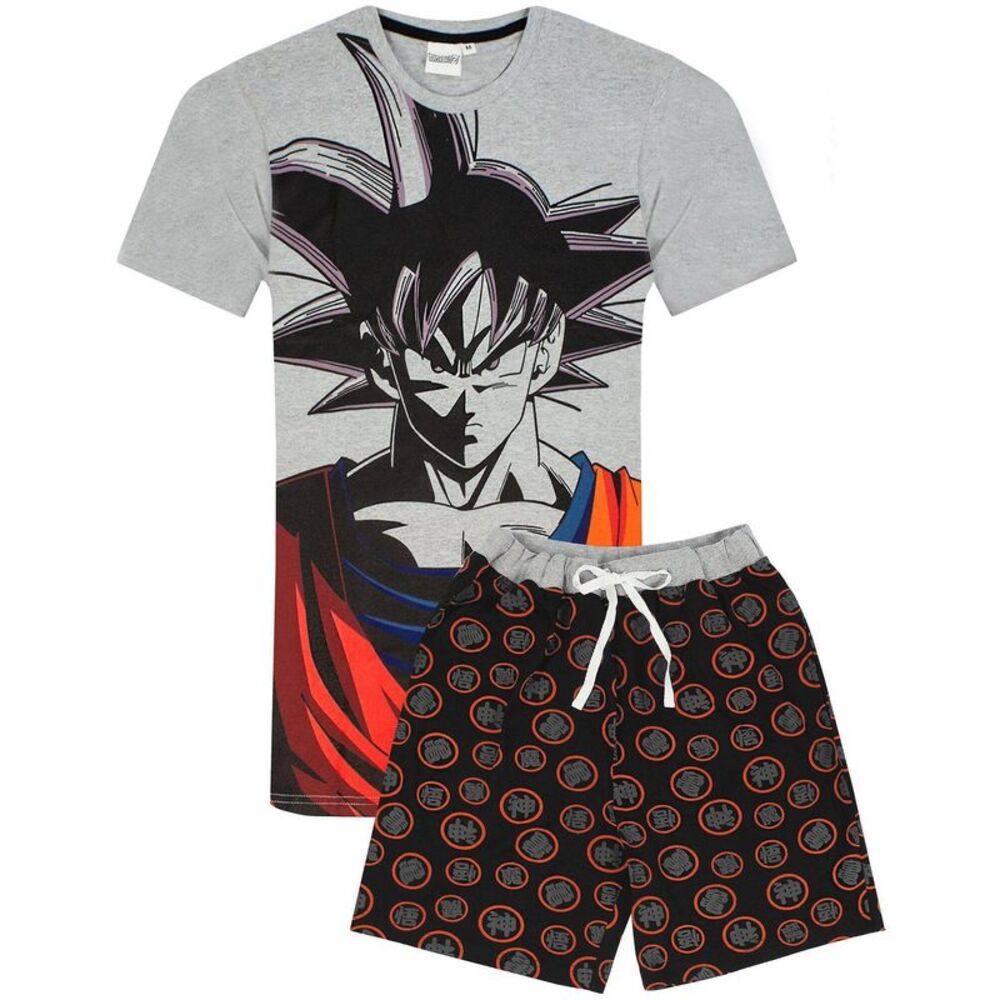 Dragon Ball Z Mens Goku Short Pyjama Set / Gray/Black/Red